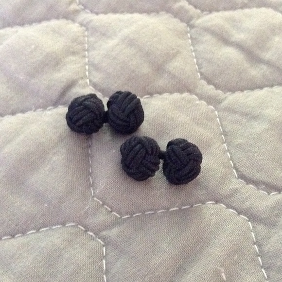 Silk knot cuff links - black