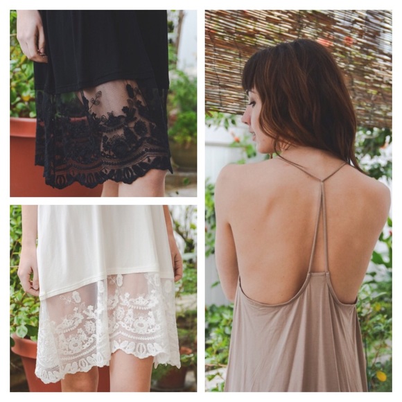 Lace Tunic Top, T Back Midi Slip Dress Extender - Picture 2 of 4