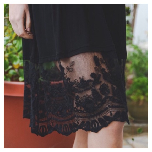 Lace Tunic Top, T Back Midi Slip Dress Extender - Picture 3 of 4