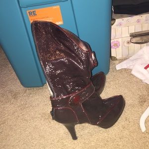 Miss Sixty patent burgundy boots