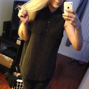 100% silk Equipment button up tank blouse
