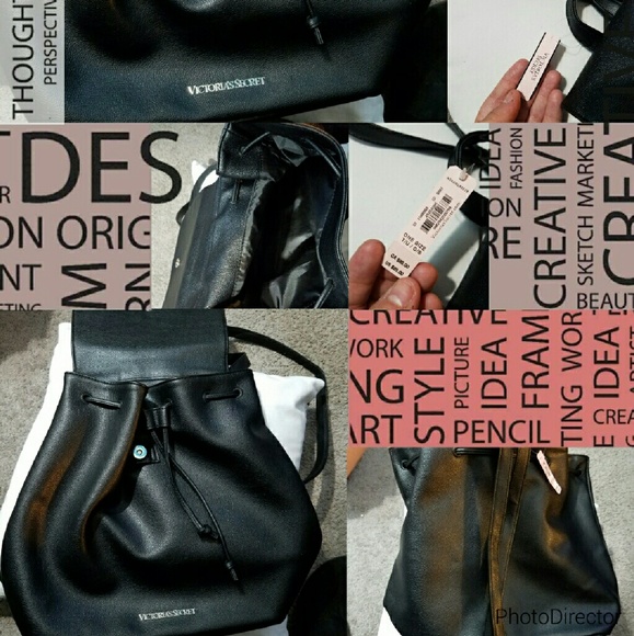 NWT Victoria's Secret Leather Drawstring Bag