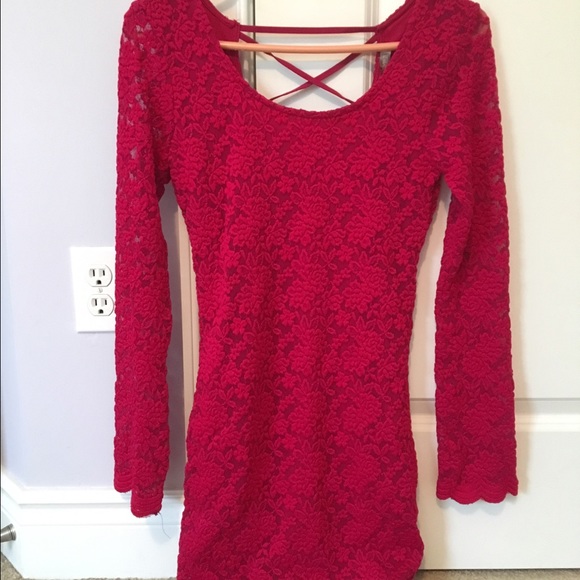 Hot pink lace dress