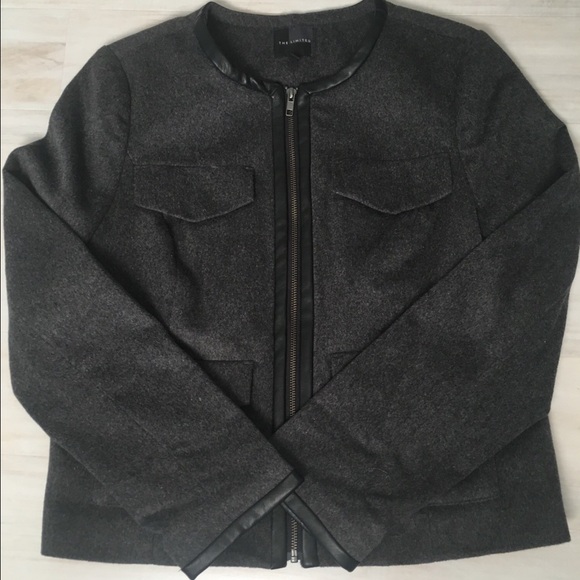 The Limited Wool Jacket with Faux Leather Trim