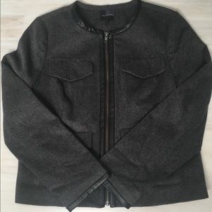 The Limited Wool Jacket with Faux Leather Trim