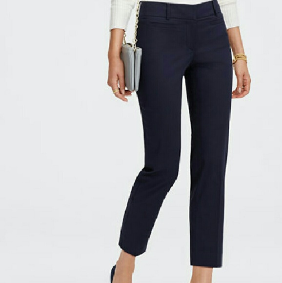 Kate Stretch Cotton Cropped Navy Pants