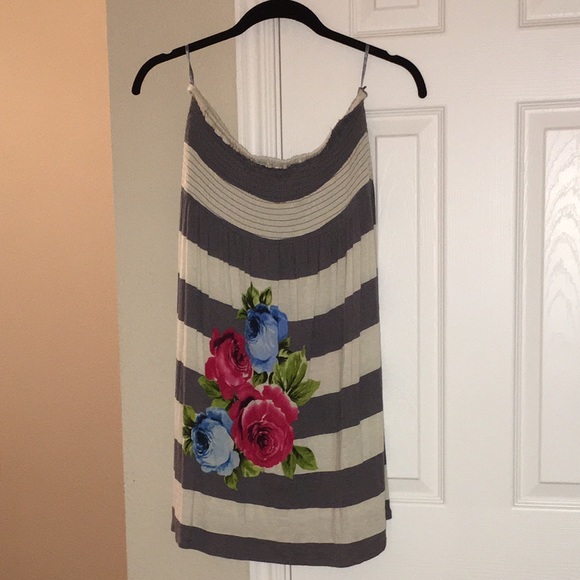 Gray Striped Tube Top