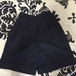 Dark blue high-waisted dress shorts