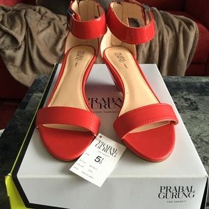 Red wedge sandals