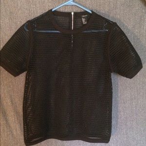 Black mesh top
