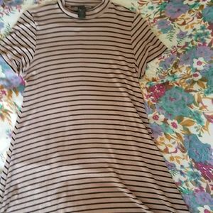 Midi tshirt dress, tan/blush striped