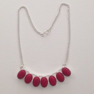 💯% 925 Sterling silver red coral choker necklace