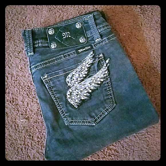 Miss Me Denim - Miss Me Black Skinny Jeans with winged back pocket