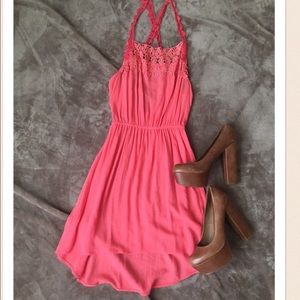 Coral Backless Dress