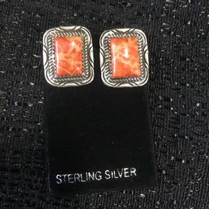 Clip On Spiny Oyster Sterling Antique Earrings