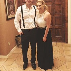 Black and white two piece formal/prom dress