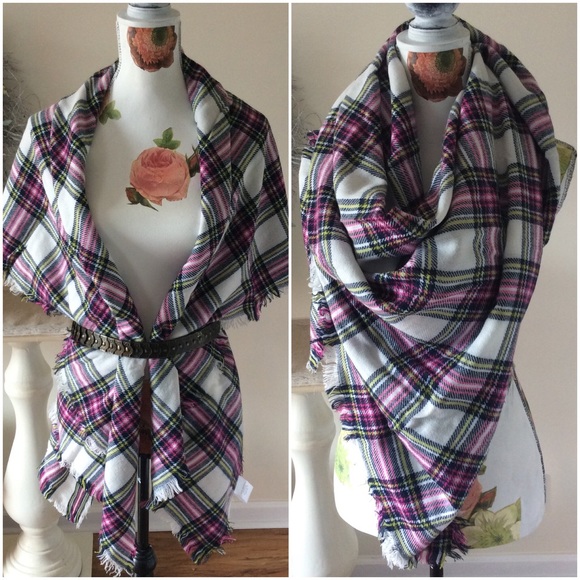 🌿 BEAUTIFUL SOFT 🌿 Plaid Blanket Scarf - Picture 3 of 5