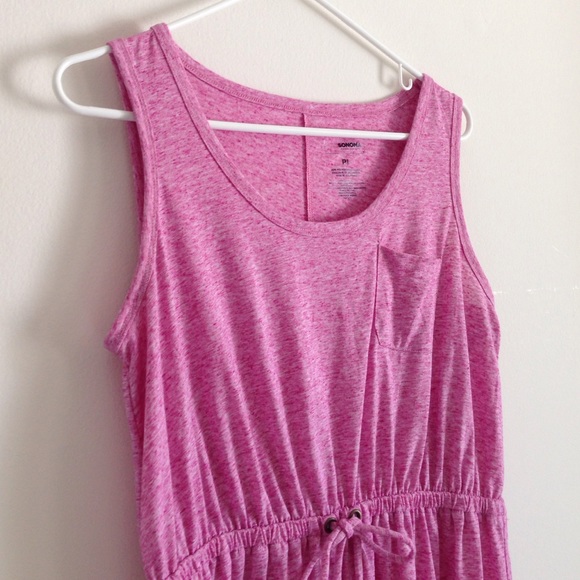 ❌SOLD❌📦DONATE📦 Pink Drawstring Hi-Low Dress - Picture 2 of 4