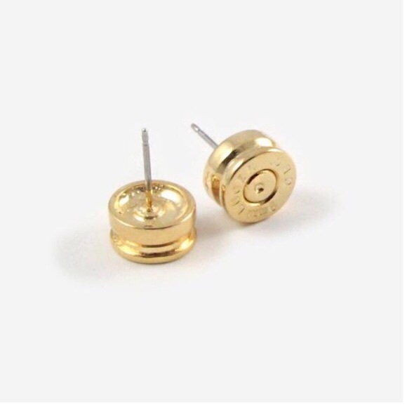 SOLD OUT | Gold Bullet Top Earrings - Picture 3 of 4