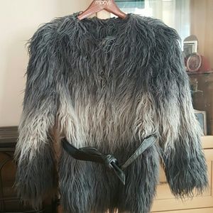 INC Faux Fur Coat with Belt