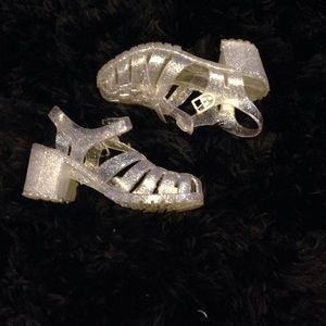 90's Sparkly Clear Jelly Shoes with Heel