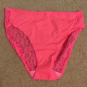 New Victoria's Secret Neon Pink Lace Panty - Large