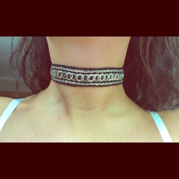 chained on black choker