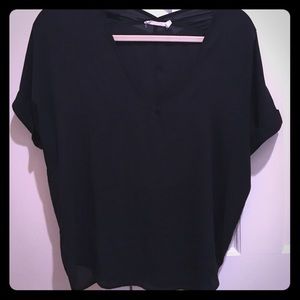 Black chiffon short sleeve top
