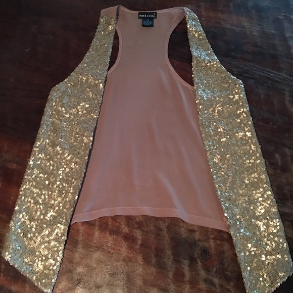Gold sequin vest