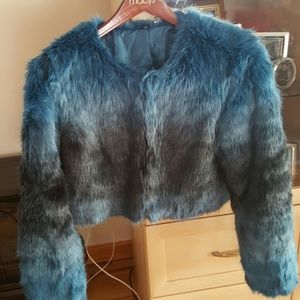 Cropped Faux Fur Jacket M