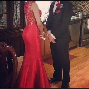 Lace back, Strap sleeveless mermaid dress for prom