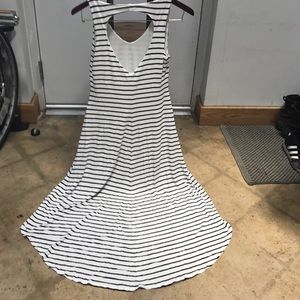 bebe | High-Low Striped Dress | White & Navy | L