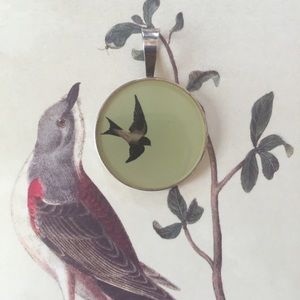 Handmade swallow bird sterling silver pendant