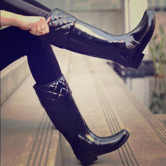 hunter gloss quilted boots