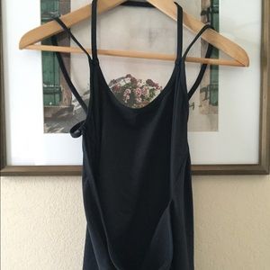 Fabletics Black Wrap Front Workout Tank Top