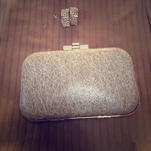 Gold bag and earrings for prom