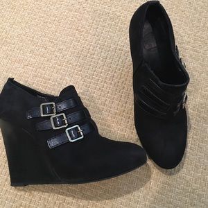 Tory Burch Black Suede Gabriel Wedge Bootie