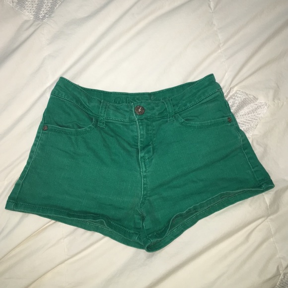 Green Jean shorts
