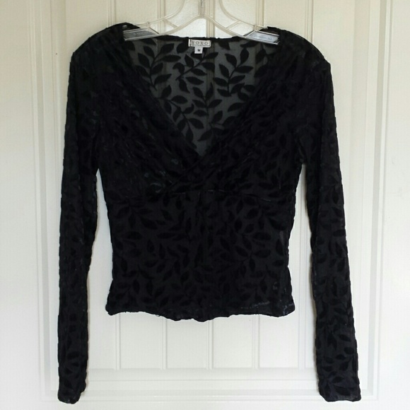 XOXO Black Sheer Leaves Top