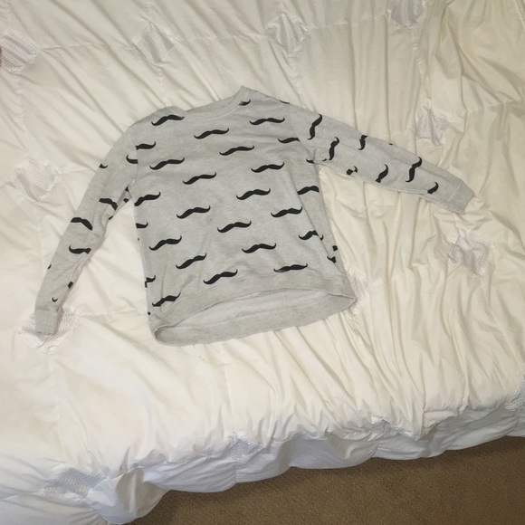 Grey crewneck with mustaches