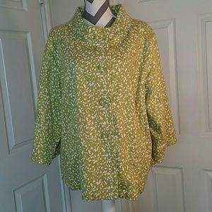 Green & white, 2x, 3/4" sleeve jacket