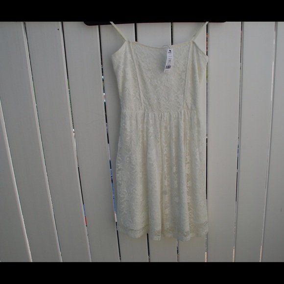 white lace fit and flair dress