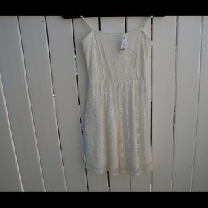 white lace fit and flair dress