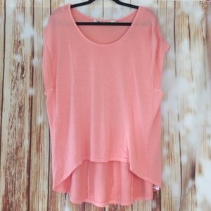 Michael Stars OS Flowy High-Low Tunic Tee (coral)