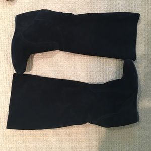Joie Tall Black Suede Wedge Boots