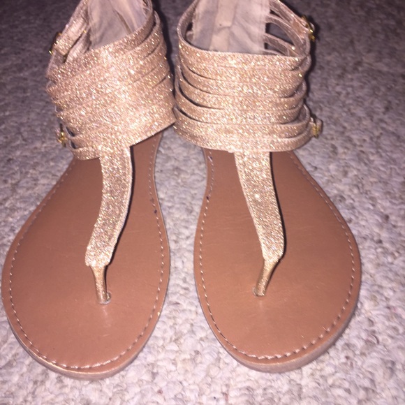 Gold glitter gladiator sandals