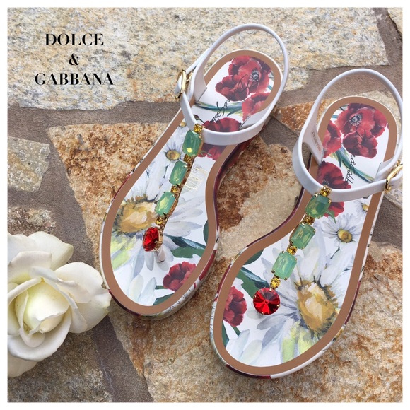 🎉 NIB DOLCE & GABBANA JEWELED SANDALS - Picture 2 of 7