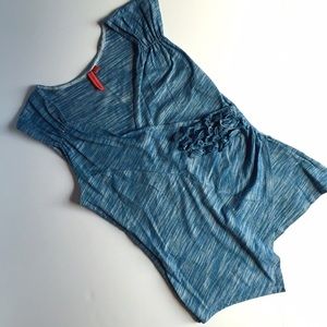 Anthro One September Ruffled Sleeveless Top - Blue