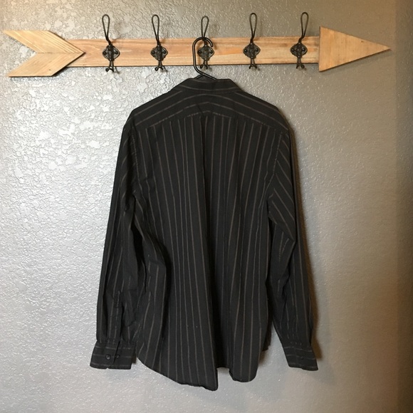 Black and Brown striped button up - Picture 3 of 3
