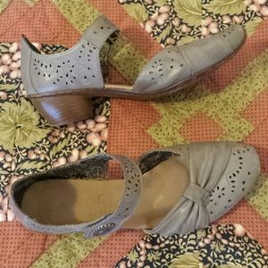 Grey low heeled mary janes